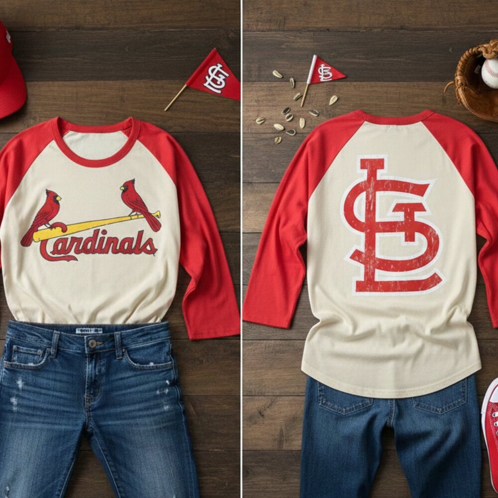 Majestic Threads St. Louis Cardinals 3/4 Sleeve Raglan Tee